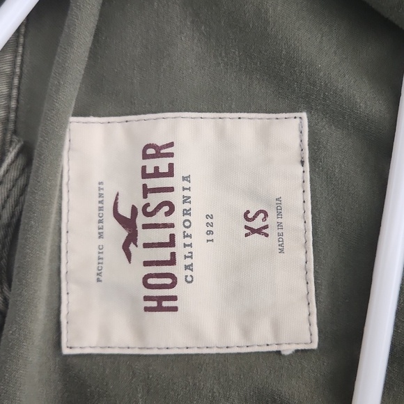 Hollister Jacket Womens XS Lace Back Drawstring Waist Military Green Grunge - Picture 6 of 11